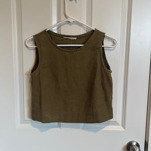 Elizabeth Suzann Petra crop olive midweight linen XS